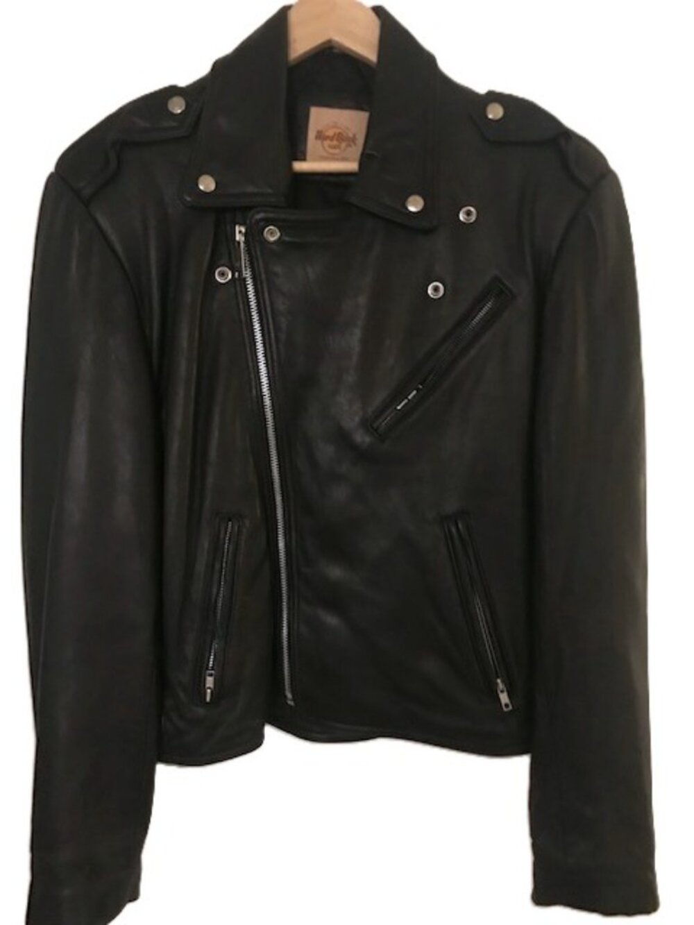 BRAND NEW BLACK LEATHER VINTAGE BIKER JACKET FROM HARD ROCK SAN ANTONIO - Picture 10 of 10